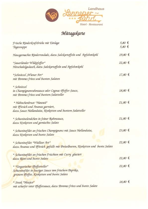 Mittagskarte Seite 1